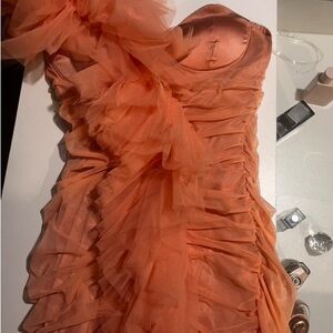Julia Tulle Mini Dress - Peach